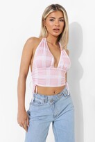 Thumbnail for your product : boohoo Gingham Print Ruched Side Halter