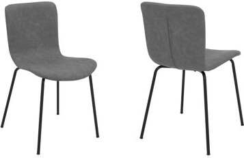 Ebern Designs Gillian Modern Light Gray Fabric And Metal Dining Room Chairs - Set Of 2