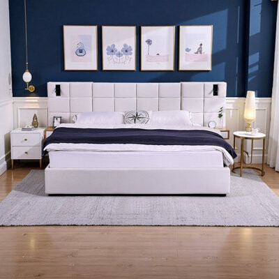 Latitude Run King Size Luxury Storage Bed with LED Headboard & USB Charging Velvet Upholstered Platform Bed