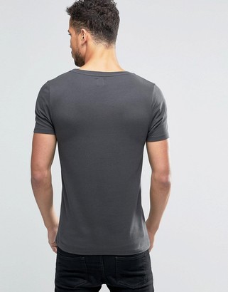 ASOS Muscle T-Shirt With Scoop Neck In Gray