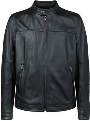 BOSS Leather Zip-Up Jacket