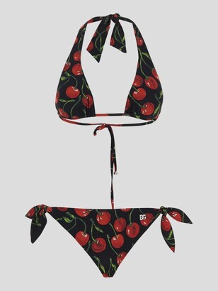 Gucci cherries print jersey bikini set in ivory