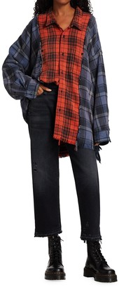 R 13 Combo Plaid Long-Sleeve Button-Up Workshirt