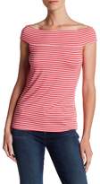 Thumbnail for your product : Cable & Gauge Striped Off-the-Shoulder Fitted Tee