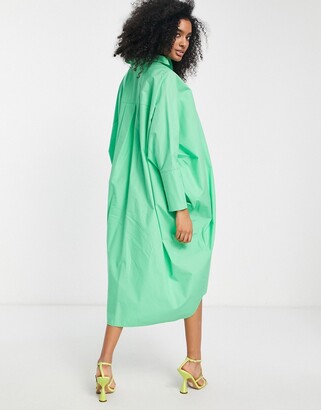 ASOS EDITION oversized midi shirt dress in bright green