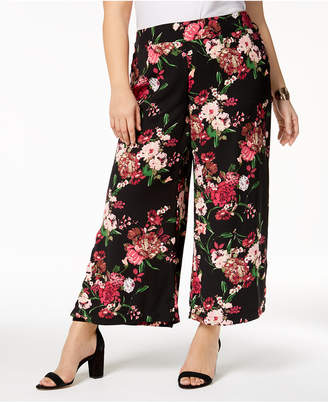 INC International Concepts Plus Size Printed Cropped Wide-Leg Pants, Created for Macy's