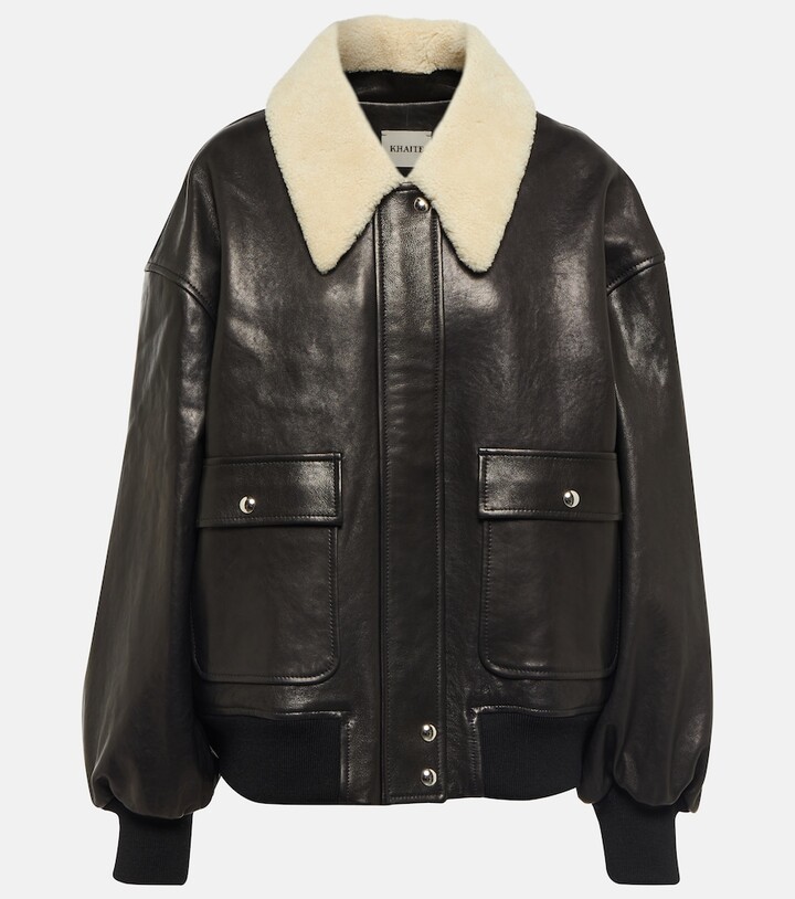 KHAITE Shellar shearling-trimmed leather jacket