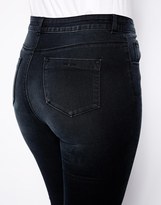 Thumbnail for your product : ASOS CURVE Ridley Skinny Jean In Washed Black With Ripped Knee
