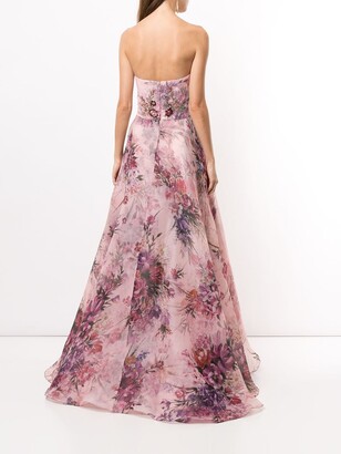 Marchesa Notte Sequin-Embellished Floral-Print Gown