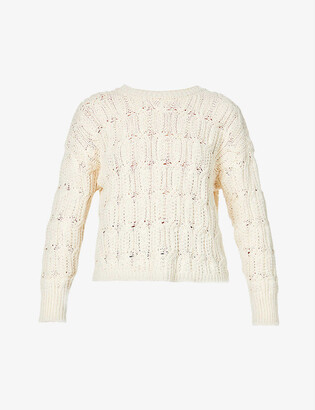 white loose knit jumper