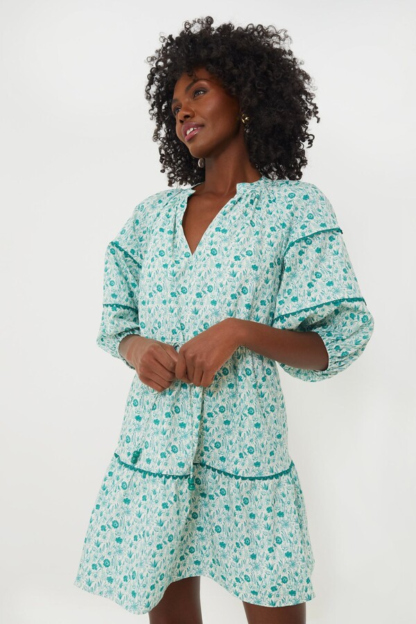 Hyacinth House Green and White Ditsy Floral Matilda Mini Dress - ShopStyle