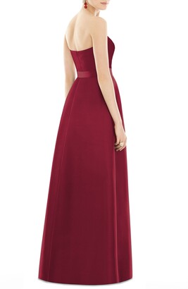 Alfred Sung Strapless Satin Twill A-Line Gown