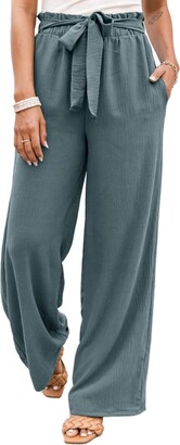 NIMIN Womens Casual Loose Pants Comfy Cropped Work Pants with Pockets  Elastic Hi