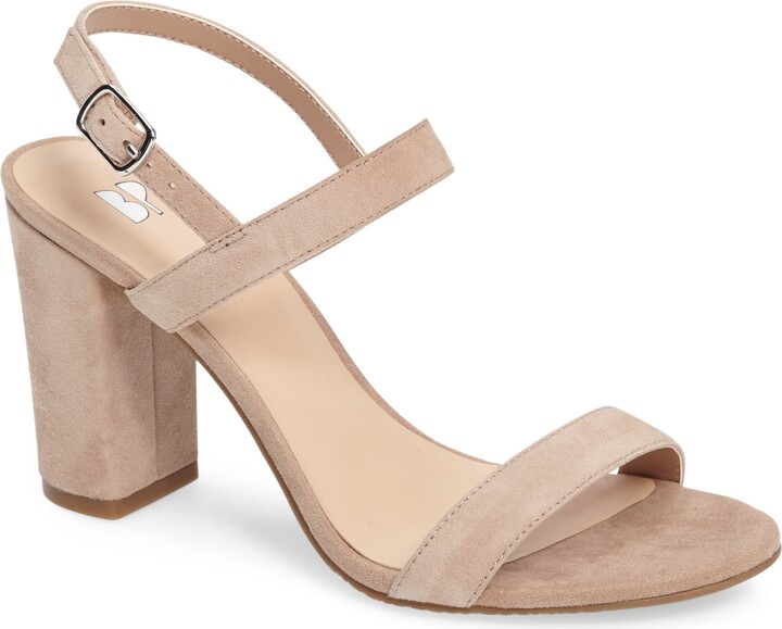 blush suede block heels