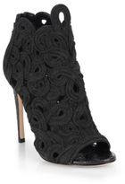 Thumbnail for your product : Brian Atwood Embroidered Textile & Suede Peep-Toe Ankle Boots