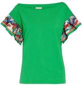 Thumbnail for your product : Emilio Pucci Printed Silk Satin-Trimmed Cotton-Jersey T-Shirt
