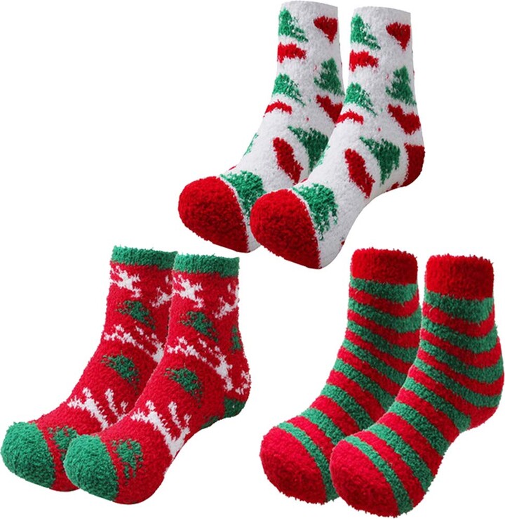 nuoshen 3 Pairs Womens Christmas Fuzzy Fluffy Socks - ShopStyle