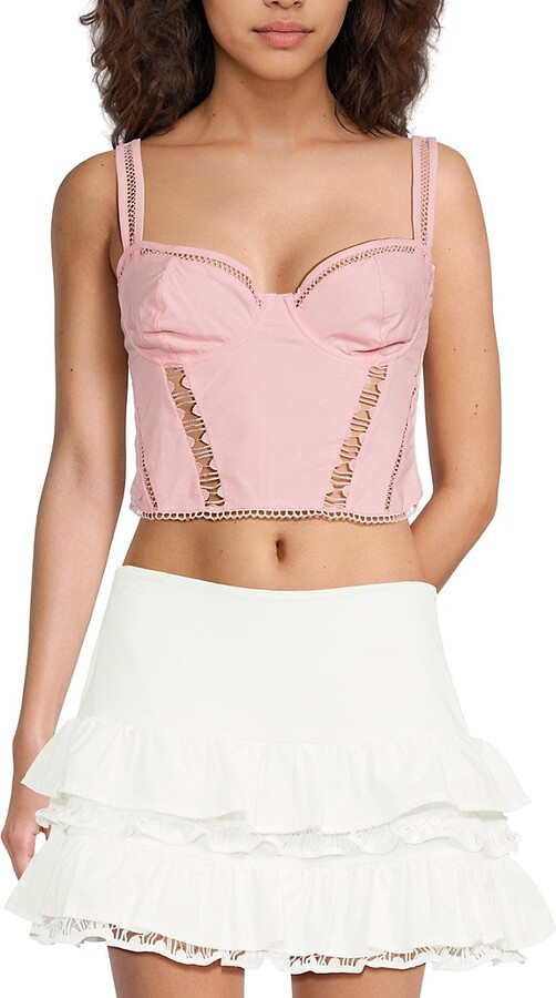 Peixoto Sasha Lace Trim Crop Corset Top
