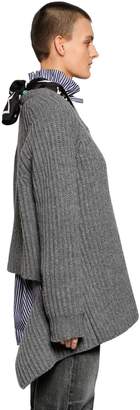 Balenciaga V Neck Wool Knit Sweater W/ Scarf