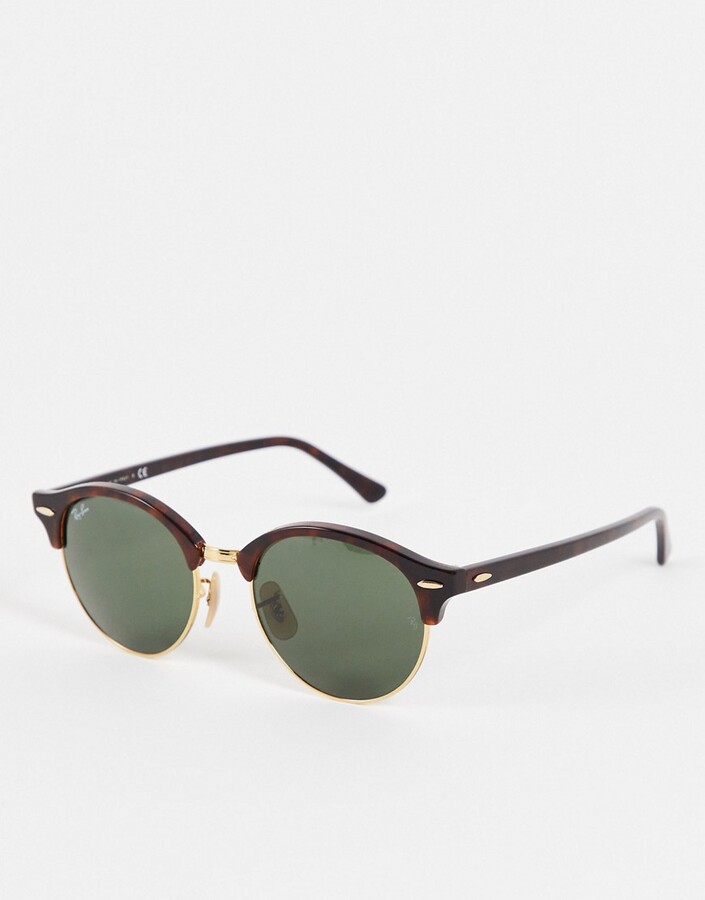 Ray-Ban clubmaster round sunglasses in brown - ShopStyle