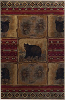Foundry Select Bear and Daisy Pattern Creative Modern Decorative Machine Washable Area Rug