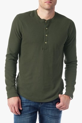 7 For All Mankind Long Sleeve Thermal Henley In Olive