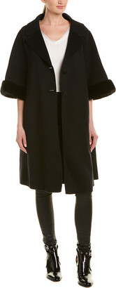 Fendi Cropped-Sleeve Wool Coat