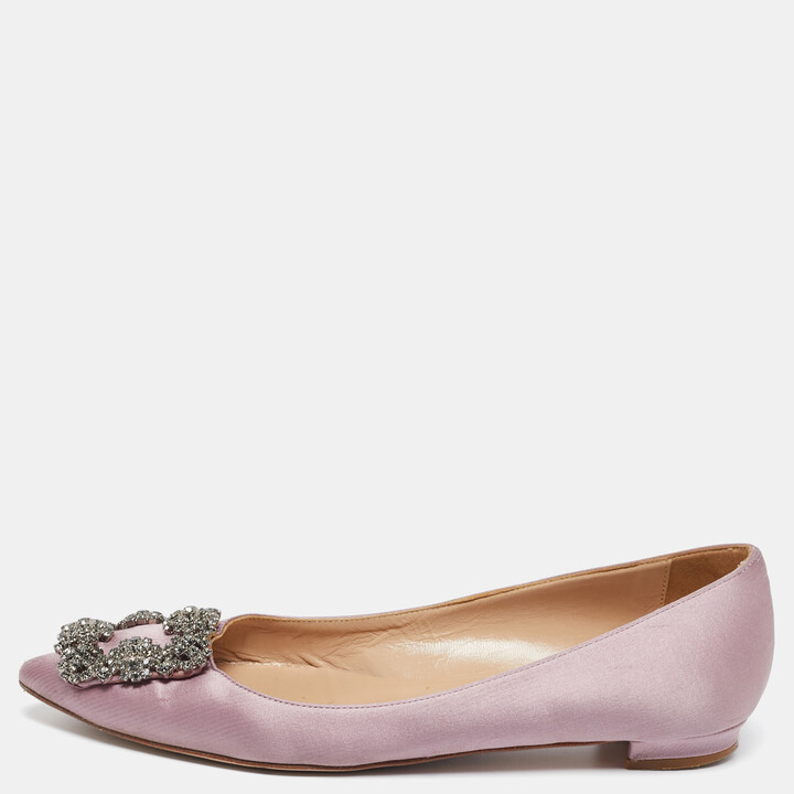 Manolo Blahnik Lilac Satin Hangisi Ballet Flats Size 35.5 - ShopStyle