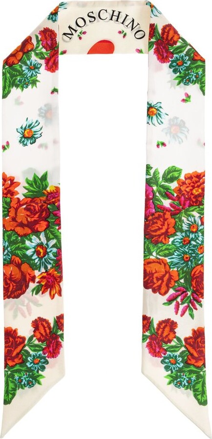 Moschino Floral Motif Satin Scarf