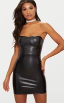 Thumbnail for your product : PrettyLittleThing Wine PU Bandeau Cup Detail Bodycon Dress