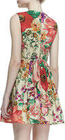 Thumbnail for your product : RED Valentino Macro-Flower-Print Poplin Dress, Bougainvillea