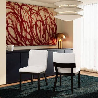 Hokku Designs Compact Dimensions For Easy Placement Black Wood And White Glossy Pu Leather Dining Chairs Natural Warmth Elegance In