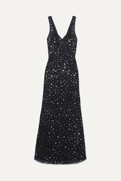 ATTICO Sequined Tulle Maxi Dress - Black - ShopStyle