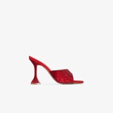 Thumbnail for your product : Amina Muaddi Red Lupita 95 Crystal Suede Mules