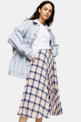 Topshop Check Pleated Midi Skirt - ShopStyle