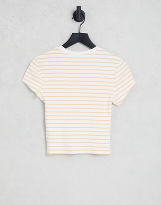 Abercrombie & Fitch crop logo baby t-shirt in yellow stripe