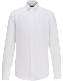 hugo boss white linen shirt