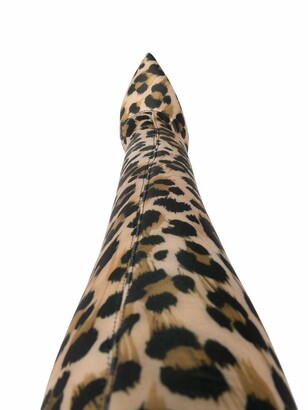 Moschino Leopard Print Thigh High Boots