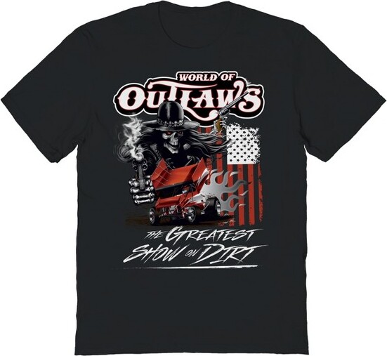 Woo WooMen'sWorldOfOutlawsGunnerSkullShortSleeveGraphicCottonT-Shirt-BlackXL