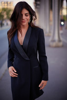 Thumbnail for your product : Iris & Ink + Julia Restoin Roitfeld Julia Satin-trimmed Cady Mini Tuxedo Dress