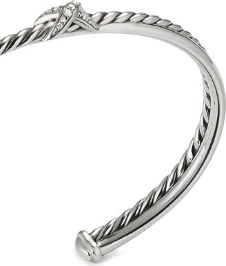 David Yurman sterling silver Petite X Center Station diamond bracelet
