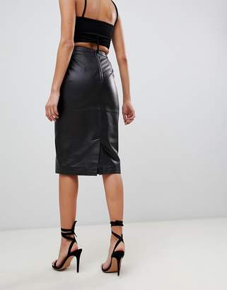 ASOS DESIGN midi pencil skirt in leather