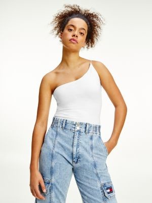 one shoulder spaghetti strap top