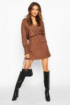 Thumbnail for your product : boohoo Polka Dot Shirred Cuff A Line Dress