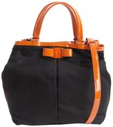 Thumbnail for your product : Ferragamo black and orange nylon 'Ninette' convertible handbag