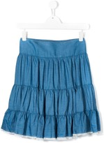 Thumbnail for your product : Chloé Children TEEN tiered denim skirt