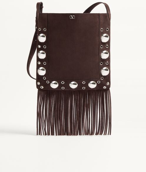 Valentino Garavani Nellcôte Suede Shoulder Bag With Fringes