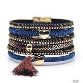 Thumbnail for your product : Mb M&B Hot Denim Multi-Layered Cuff Bracelet with Gold Accents and Magnetic Closure (Navy and Gold)