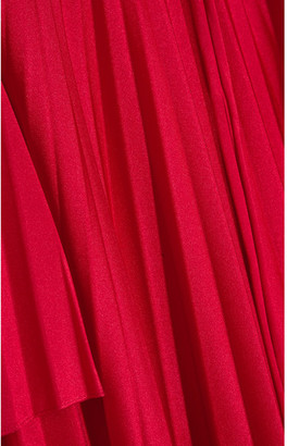 Balenciaga Convertible Pleated Stretch-satin Halterneck Dress - Red