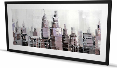 Lark Manor Abstract Grayscale Cityscape - Modern Framed Matted Print